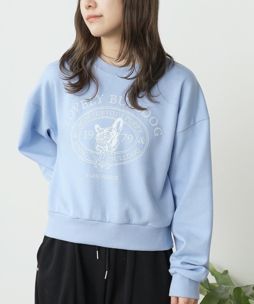 セール】College logo style bulldog print sweatshirt / カレッジロゴ