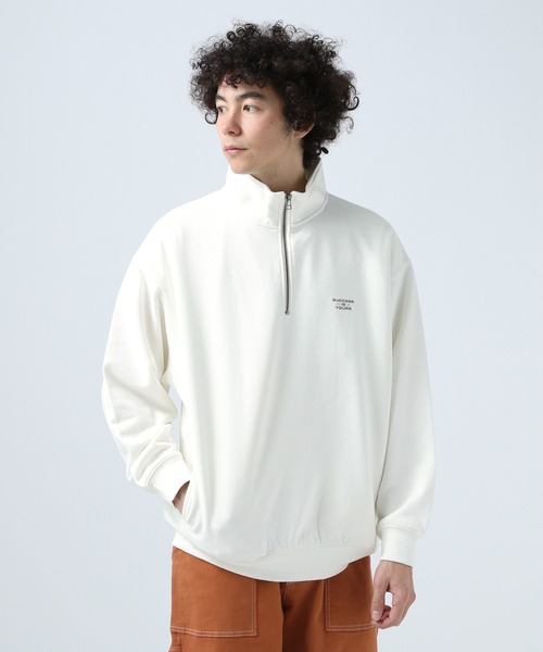 セール】[トレンドデザイン]ハーフジップスウェットプルオーバー