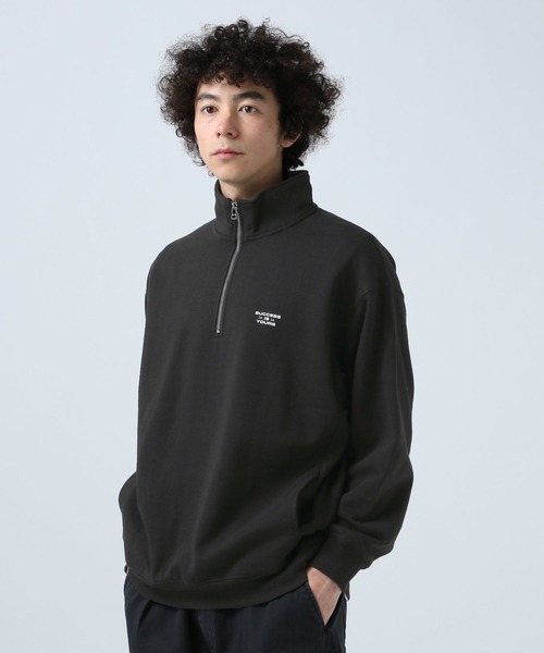 セール】[トレンドデザイン]ハーフジップスウェットプルオーバー