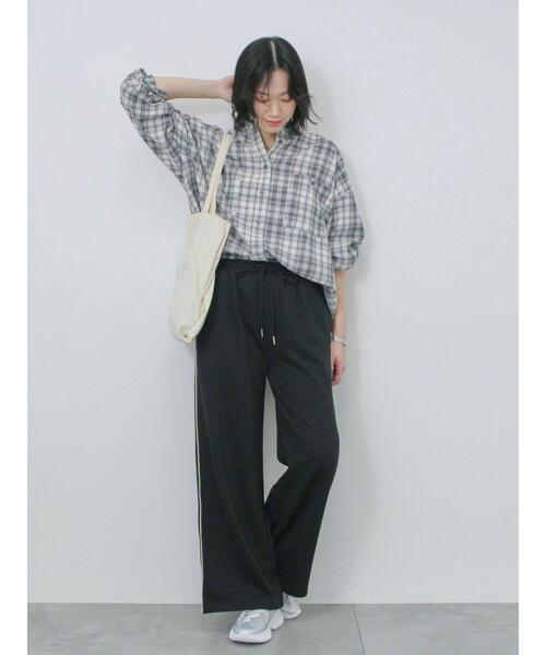 Samansa Mos2 blue（サマンサモスモスブルー）の「チェックビッグシャツ（シャツ/ブラウス・レディース・ブラック/グレー/ベージュ・F）」の10枚目の写真