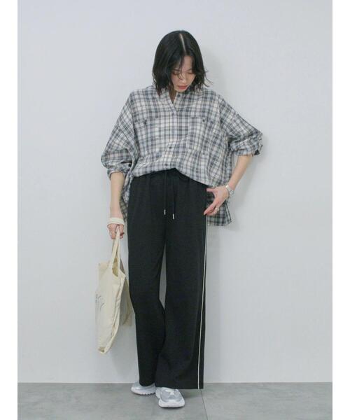 Samansa Mos2 blue（サマンサモスモスブルー）の「チェックビッグシャツ（シャツ/ブラウス・レディース・ブラック/グレー/ベージュ・F）」の11枚目の写真