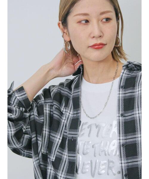 Samansa Mos2 blue（サマンサモスモスブルー）の「チェックビッグシャツ（シャツ/ブラウス・レディース・ブラック/グレー/ベージュ・F）」の15枚目の写真