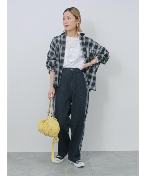 Samansa Mos2 blue（サマンサモスモスブルー）の「チェックビッグシャツ（シャツ/ブラウス・レディース・ブラック/グレー/ベージュ・F）」の17枚目の写真