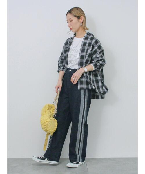 Samansa Mos2 blue（サマンサモスモスブルー）の「チェックビッグシャツ（シャツ/ブラウス・レディース・ブラック/グレー/ベージュ・F）」の19枚目の写真