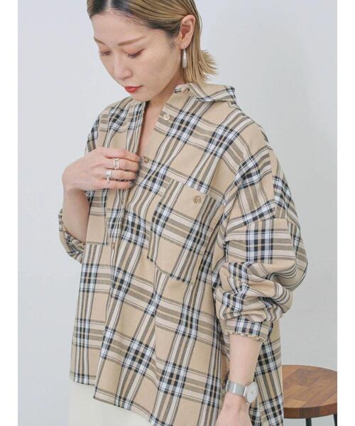 Samansa Mos2 blue（サマンサモスモスブルー）の「チェックビッグシャツ（シャツ/ブラウス・レディース・ブラック/グレー/ベージュ・F）」の20枚目の写真