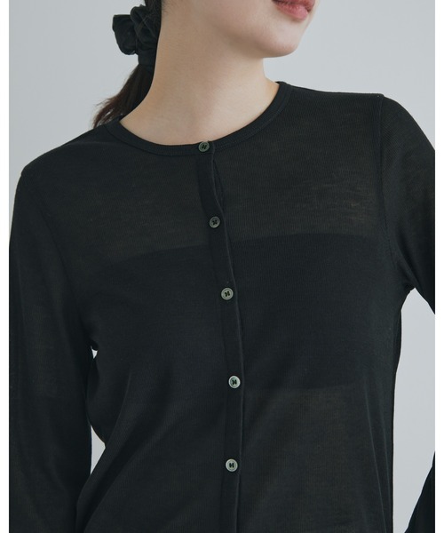 kiehtova（キエトヴァ）の「【kiehtova】SHEER RIB CARDIGAN/シアーリブカーディガン（カーディガン/ボレロ・レディース・ホワイト/ブラック/グレー・FREE）」の4枚目の写真