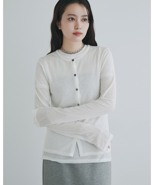 kiehtova（キエトヴァ）の「【kiehtova】SHEER RIB CARDIGAN/シアーリブカーディガン（カーディガン/ボレロ・レディース・ホワイト/ブラック/グレー・FREE）」の13枚目の写真