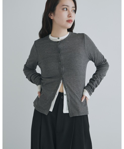 カーディガン 「kiehtova」SHEER RIB CARDIGAN/シアーリブカーディガン KTWR23  レディース kiehtova】SHEER RIB CARDIGAN/シアーリブカーディガン