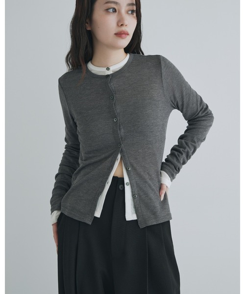 kiehtova】SHEER RIB CARDIGAN/シアーリブカーディガン