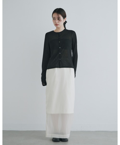 kiehtova（キエトヴァ）の「【kiehtova】SHEER RIB CARDIGAN/シアーリブカーディガン（カーディガン/ボレロ・レディース・ホワイト/ブラック/グレー・FREE）」の7枚目の写真