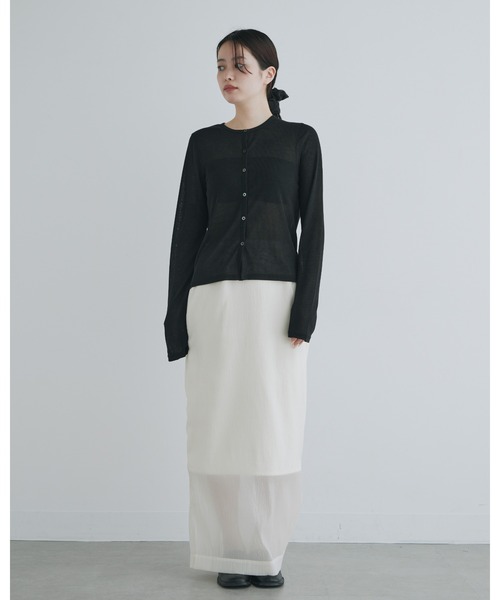 kiehtova（キエトヴァ）の「【kiehtova】SHEER RIB CARDIGAN/シアーリブカーディガン（カーディガン/ボレロ・レディース・ホワイト/ブラック/グレー・FREE）」の8枚目の写真