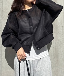 ISOOK | 【ISOOK / アイスー】シアーダンボール2wayカーディガン / プルオーバー 羽織り ミドル丈 長袖 Uネック クルーネック 白 黒 アイボリー ブラック ZOZOTOWN限定(カーディガン/ボレロ)