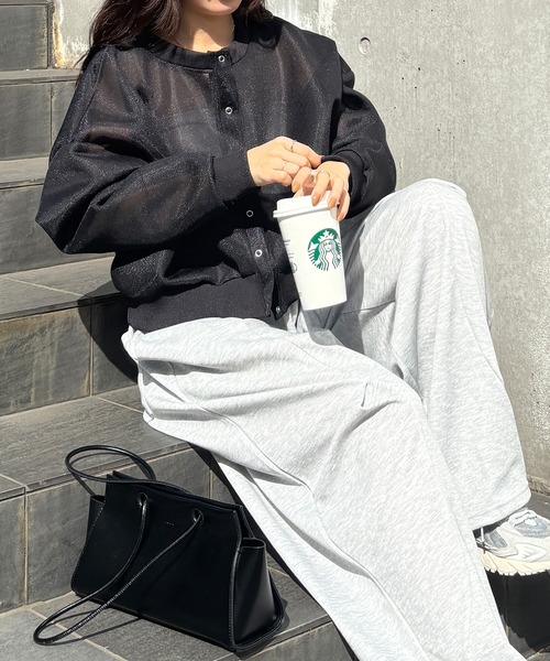 ISOOK（アイスー）の「【ISOOK / アイスー】シアーダンボール2wayカーディガン / シアートップス シースルー プルオーバー 羽織り ミドル丈 長袖 クルーネック 冷房対策 白 黒 アイボリー ブラック ZOZOTOWN限定（カーディガン/ボレロ・レディース・ブラック/アイボリー・FREE）」の13枚目の写真