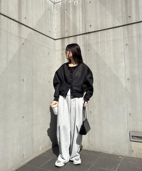 ISOOK（アイスー）の「【ISOOK / アイスー】シアーダンボール2wayカーディガン / シアートップス シースルー プルオーバー 羽織り ミドル丈 長袖 クルーネック 冷房対策 白 黒 アイボリー ブラック ZOZOTOWN限定（カーディガン/ボレロ・レディース・ブラック/アイボリー・FREE）」の14枚目の写真