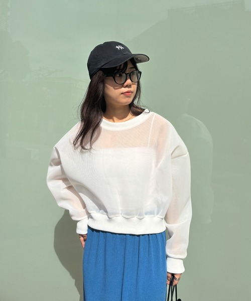 ISOOK（アイスー）の「【ISOOK / アイスー】シアーダンボール2wayカーディガン / シアートップス シースルー プルオーバー 羽織り ミドル丈 長袖 クルーネック 冷房対策 白 黒 アイボリー ブラック ZOZOTOWN限定（カーディガン/ボレロ・レディース・ブラック/アイボリー・FREE）」の18枚目の写真