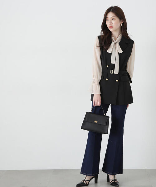 PROPORTION BODY DRESSING（プロポーションボディドレッシング）の「ベルト付きジレ / 1215155302（ベスト・レディース・ベージュ/ブラック/ブラック系その他・SMALL/MEDIUM）」の7枚目の写真