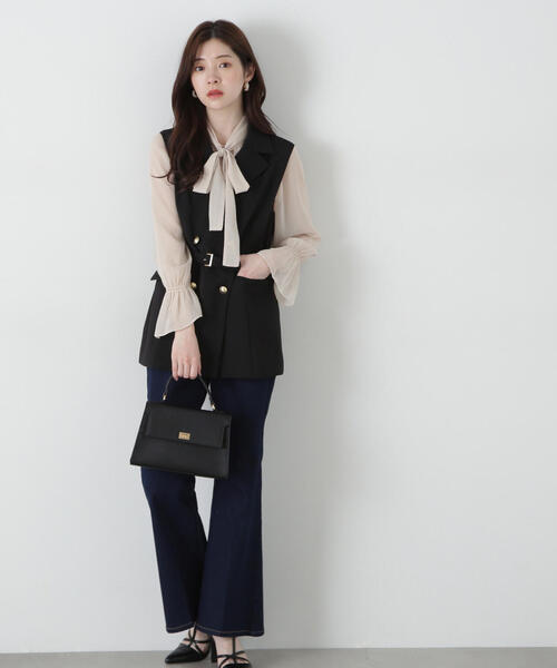 PROPORTION BODY DRESSING（プロポーションボディドレッシング）の「ベルト付きジレ / 1215155302（ベスト・レディース・ベージュ/ブラック/ブラック系その他・SMALL/MEDIUM）」の10枚目の写真