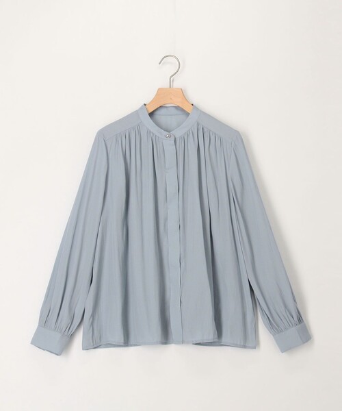 MICO COULIER（ミコクリエ）の「《オケージョン対応》パウダーサテンブラウス（シャツ/ブラウス・レディース・サックスブルー/ベビーピンク/グレイッシュベージュ/ライトグリーン・38）」の17枚目の写真