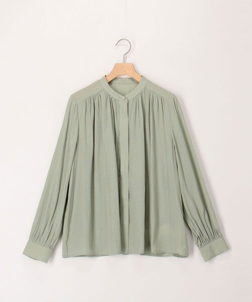 MICO COULIER（ミコクリエ）の「《オケージョン対応》パウダーサテンブラウス（シャツ/ブラウス・レディース・サックスブルー/ベビーピンク/グレイッシュベージュ/ライトグリーン・38）」の21枚目の写真