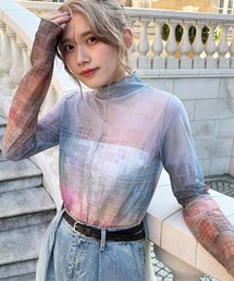 オリジナルFLOWERプリントシアートップス