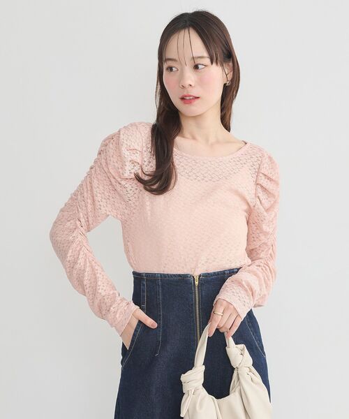 earth music&ecology(アースミュージックアンドエコロジー)の「ギャザーショルダーカットレースプルオーバー(Tシャツ/カットソー・レディース・ピンク/ブラック/アイボリー・FREE)」の18枚目の写真