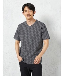 【RUCKEN BACCHAR】半袖 Vネックシャツ Tシャツ ヘリンボーン柄 カジュアルインナー