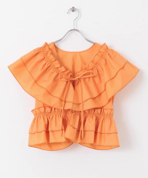 KBF(ケイビーエフ)の「マルチWAYクロスフリルブラウス(シャツ/ブラウス・レディース・アイボリー/ブラック/オレンジ・ONE)」の6枚目の写真