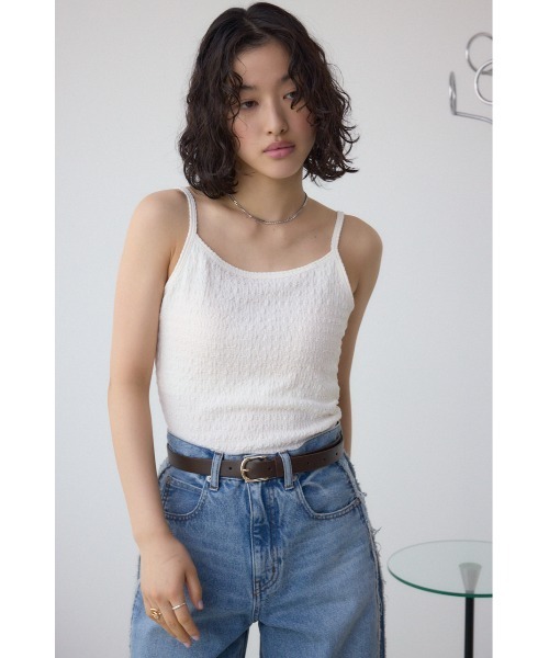 AZUL by moussy(アズールバイマウジー)の「ヘンケイリブキャミソール(キャミソール・レディース・ベージュ/ブラック/オフホワイト・SMALL/MEDIUM)」の5枚目の写真