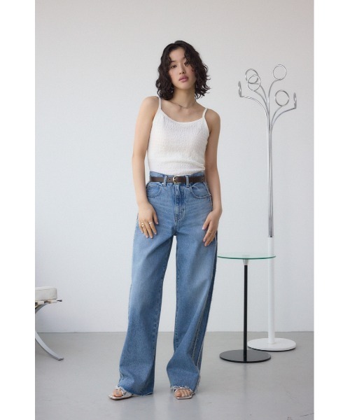 AZUL by moussy(アズールバイマウジー)の「ヘンケイリブキャミソール(キャミソール・レディース・ベージュ/ブラック/オフホワイト・SMALL/MEDIUM)」の6枚目の写真