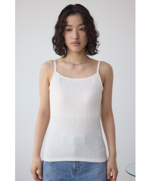 AZUL by moussy(アズールバイマウジー)の「ヘンケイリブキャミソール(キャミソール・レディース・ベージュ/ブラック/オフホワイト・SMALL/MEDIUM)」の7枚目の写真