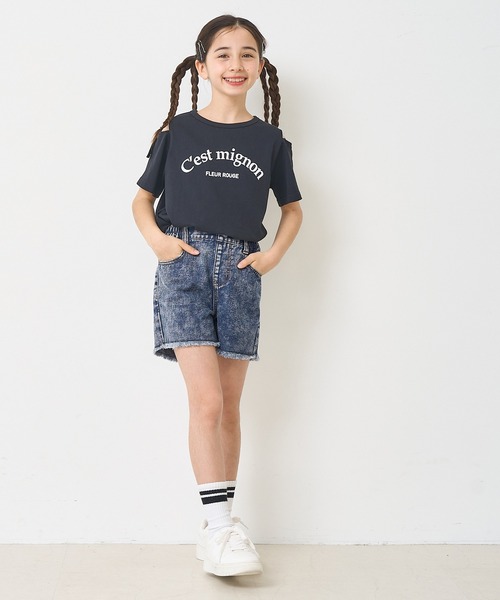 coca（coca）（コカ）の「【WEB限定セール】キッズ フリンジデニムショートパンツ（デニムパンツ・キッズ・ライトブルー/ブルー・120/130/140/150）」の3枚目の写真