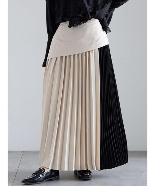 Te chichi(テチチ)の「アシンメトリープリーツコンビスカート(スカート・レディース・オフホワイト/グレー・F)」の15枚目の写真