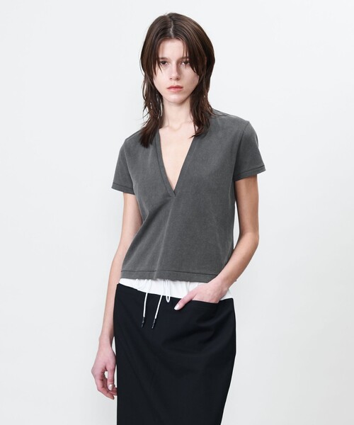 ASTRAET【アストラット】 コットン フライス トリム UネックT