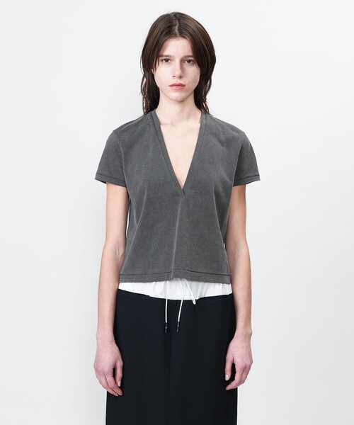 tシャツ 「ASTRAET」コットン アシッド クルーネックTシャツ レディース セール】＜ASTRAET＞コットンテンジク ディープVネックTシャツ