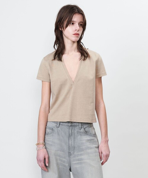 ASTRAET【アストラット】 コットン フライス トリム UネックT