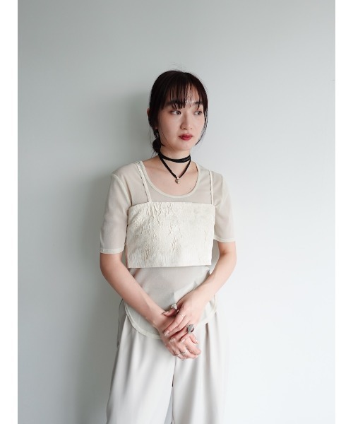 sahara(サハラ)の「Glitter Half Sleeve Top/グリッターハーフスリーブトップ(Tシャツ/カットソー・レディース・ブラック/アイボリー/ブラウン・FREE)」の20枚目の写真