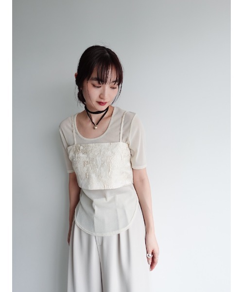 sahara(サハラ)の「Glitter Half Sleeve Top/グリッターハーフスリーブトップ(Tシャツ/カットソー・レディース・ブラック/アイボリー/ブラウン・FREE)」の21枚目の写真