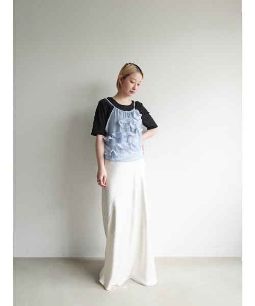 sahara(サハラ)の「Glitter Half Sleeve Top/グリッターハーフスリーブトップ(Tシャツ/カットソー・レディース・ブラック/アイボリー/ブラウン・FREE)」の11枚目の写真