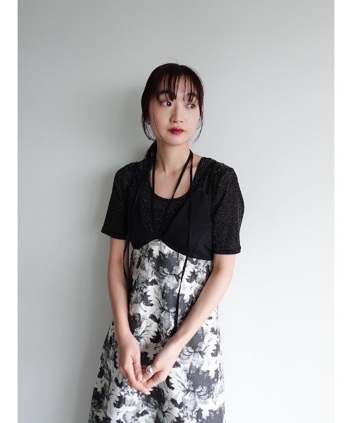 sahara(サハラ)の「Glitter Half Sleeve Top/グリッターハーフスリーブトップ(Tシャツ/カットソー・レディース・ブラック/アイボリー/ブラウン・FREE)」の9枚目の写真