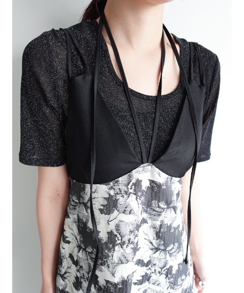 sahara(サハラ)の「Glitter Half Sleeve Top/グリッターハーフスリーブトップ(Tシャツ/カットソー・レディース・ブラック/アイボリー/ブラウン・FREE)」の10枚目の写真