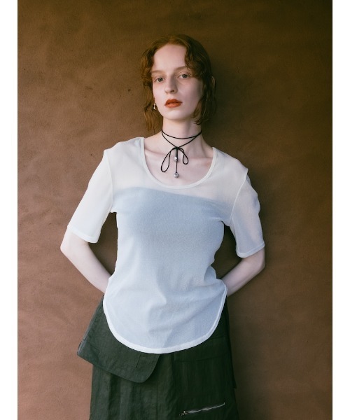 sahara(サハラ)の「Glitter Half Sleeve Top/グリッターハーフスリーブトップ(Tシャツ/カットソー・レディース・ブラック/アイボリー/ブラウン・FREE)」の15枚目の写真