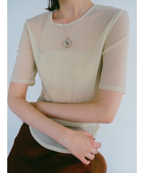 sahara(サハラ)の「Glitter Half Sleeve Top/グリッターハーフスリーブトップ(Tシャツ/カットソー・レディース・ブラック/アイボリー/ブラウン・FREE)」の18枚目の写真