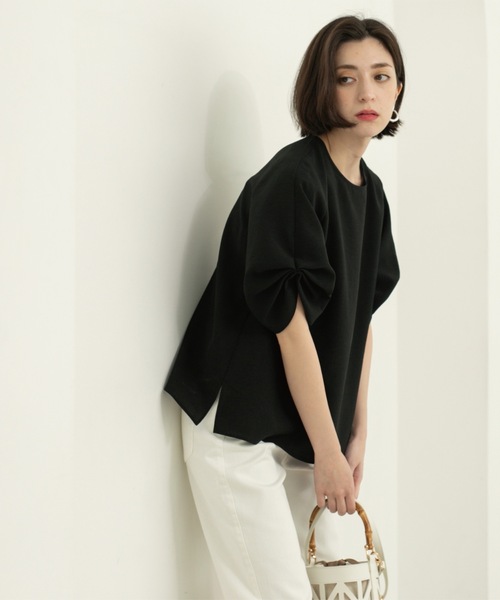 OPAQUE.CLIP（オペークドットクリップ）の「リネンライクタックスリーブブラウス【洗濯機洗い可/吸水速乾/接触冷感】（シャツ/ブラウス・レディース・アイボリー/ブラック/ブラウン系その他/ブルー・36/38/40/42）」の21枚目の写真