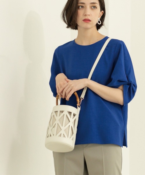 OPAQUE.CLIP（オペークドットクリップ）の「リネンライクタックスリーブブラウス【洗濯機洗い可/吸水速乾/接触冷感】（シャツ/ブラウス・レディース・アイボリー/ブラック/ブラウン系その他/ブルー・36/38/40/42）」の18枚目の写真