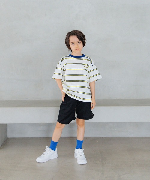 SPALDING(スポルディング)の「【SPALDING(スポルディング)】別注ボーダーTシャツ(KIDS)(Tシャツ/カットソー・キッズ・ブルー/オフホワイト・140cm/130cm/120cm/110cm/150cm)」の16枚目の写真