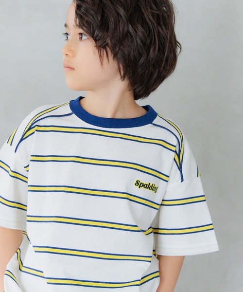 SPALDING(スポルディング)の「【SPALDING(スポルディング)】別注ボーダーTシャツ(KIDS)(Tシャツ/カットソー・キッズ・ブルー/オフホワイト・140cm/130cm/120cm/110cm/150cm)」の12枚目の写真