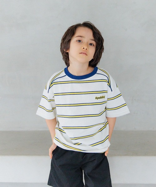 SPALDING(スポルディング)の「【SPALDING(スポルディング)】別注ボーダーTシャツ(KIDS)(Tシャツ/カットソー・キッズ・ブルー/オフホワイト・140cm/130cm/120cm/110cm/150cm)」の10枚目の写真