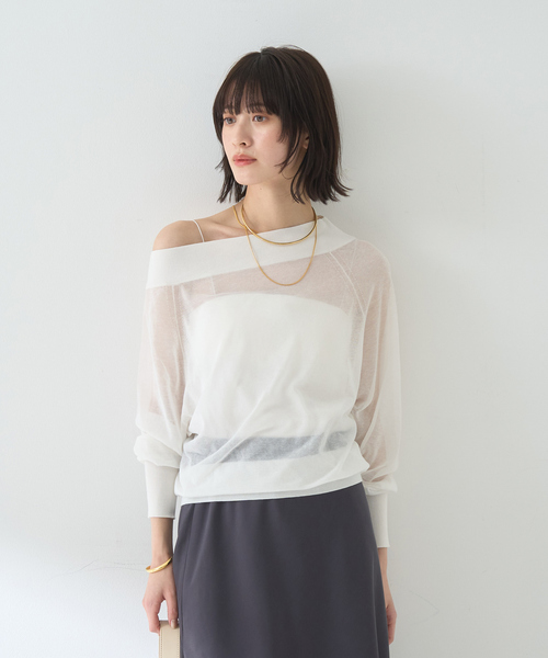 Rouge vif(ルージュヴィフ)の「オフショルシアーニットプルオーバー(ニット/セーター・レディース・ベージュ/ブラック/オフホワイト・フリー)」の5枚目の写真