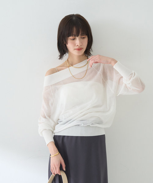Rouge vif(ルージュヴィフ)の「オフショルシアーニットプルオーバー(ニット/セーター・レディース・ベージュ/ブラック/オフホワイト・フリー)」の6枚目の写真