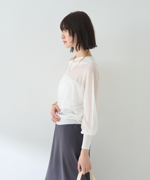Rouge vif(ルージュヴィフ)の「オフショルシアーニットプルオーバー(ニット/セーター・レディース・ベージュ/ブラック/オフホワイト・フリー)」の7枚目の写真